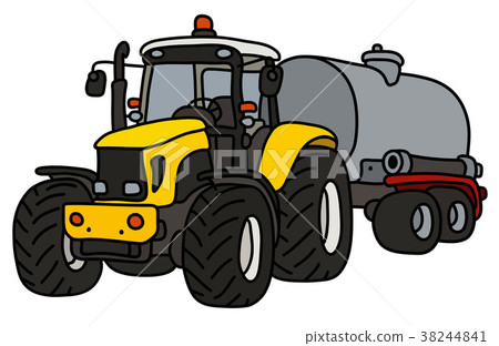 The yellow tractor with a tank The yellow tractor with a tank 38244841