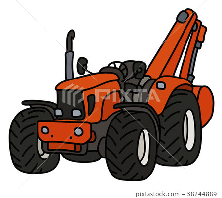 The orange tractor with an excavator 38244889
