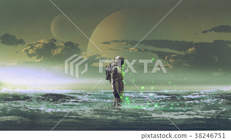 astronaut standing by the sea 38246751
