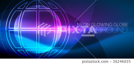 Techno globe concept, neon glow planet Techno globe concept, neon glow planet 38246835
