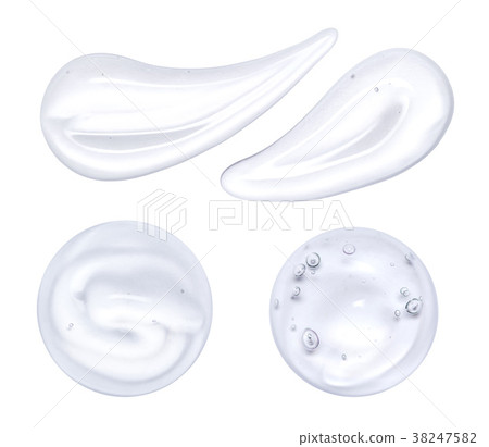 Set of transparent face gel is isolated on white. A sample of cosmetics 38247582