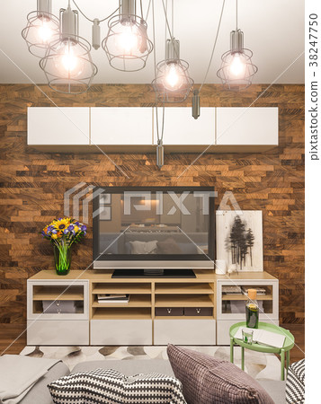 3d rendering living room interior design. Modern 38247750