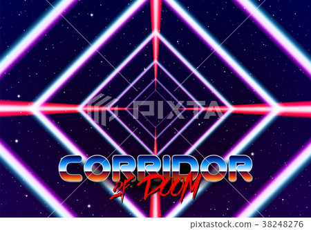 Neon tunnel in space with 80s styled lazer lines 38248276