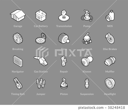 Isometric outline icons set Isometric outline icons set 38248418