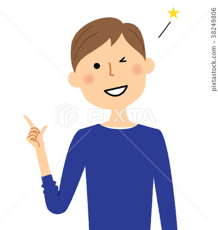 Young man dad pointing finger - Stock Illustration [38249806] - PIXTA