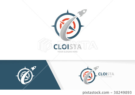 插圖素材: vector compass and rocket logo combination