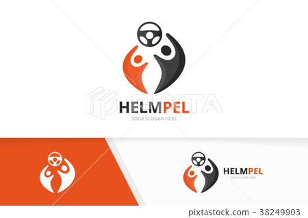 Vector car helm and people logo combination 38249903