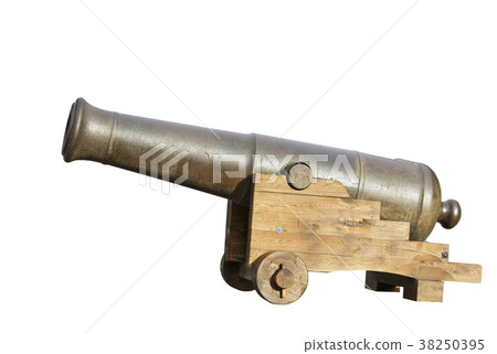Old cannon on a white background Old cannon on a white background 38250395
