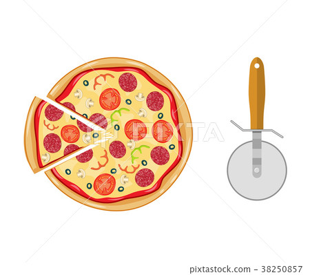 Italian pizza with tomato, sausage 38250857