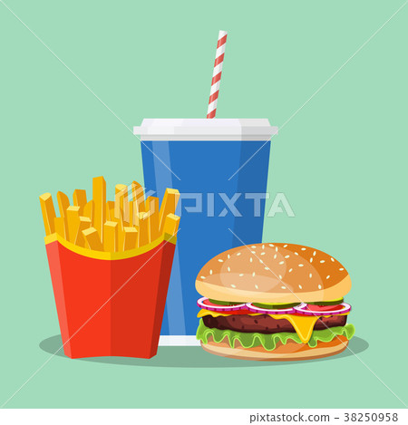 Hamburger French Fries and Soda. Hamburger French Fries and Soda. 38250958