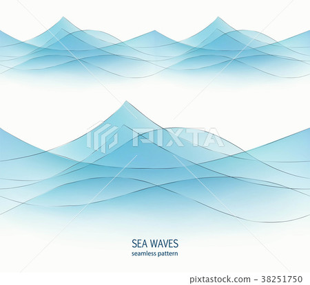 Marine seamless pattern with stylized blue waves - Stock Illustration ...