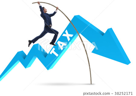 Businessman jumping over tax in tax evasion 38252171