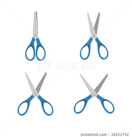 Blue scissors set on a white background-插圖素材 [38252742] - PIXTA圖庫
