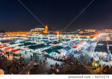 Evening at Jamaa El Fna food market aquare Morocco 38253173