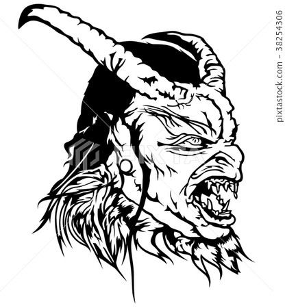 Satan Head with Scary Face Satan Head with Scary Face 38254306