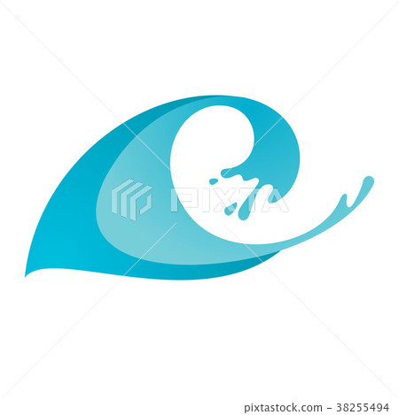 Wave with drop on white background Wave with drop on white background 38255494