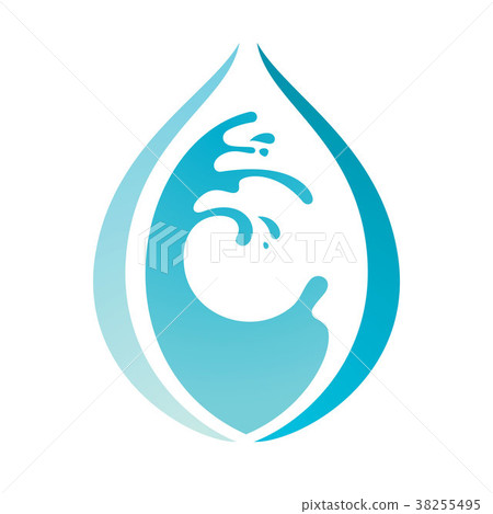 Wave with drop on white background 38255495