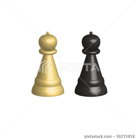 3D chess pieces on white background. 3D chess pieces on white background. 38255858