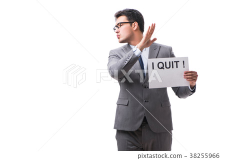 Businessman in resignation concept isolated on Businessman in resignation concept isolated on 38255966