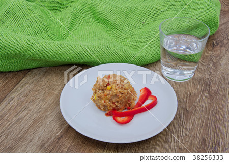 Buckwheat risotto with vegetable on a table 38256333