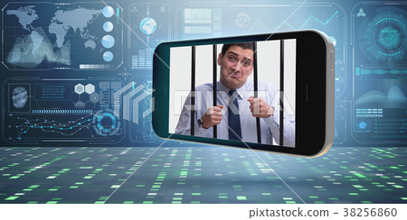 Mobile phone and social media addiction concept 38256860