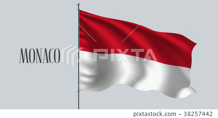 Monaco waving flag on flagpole vector illustration 38257442