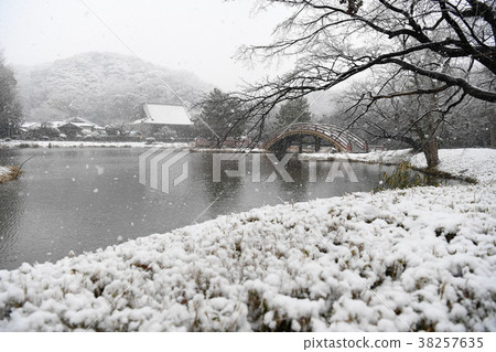 在降雪的Shomenoji經線橋樑 38257635