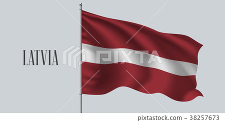 Latvia waving flag on flagpole vector illustration Latvia waving flag on flagpole vector illustration 38257673