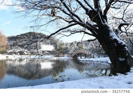 Shimei寺廟庭院斯諾伊風景 38257748