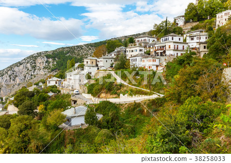 Aerial view of Makrinitsa village, Pelion, Greece 38258033