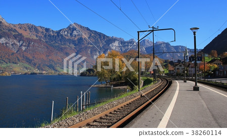 View from the train station in Mols, Switzerland. View from the train station in Mols, Switzerland. 38260114