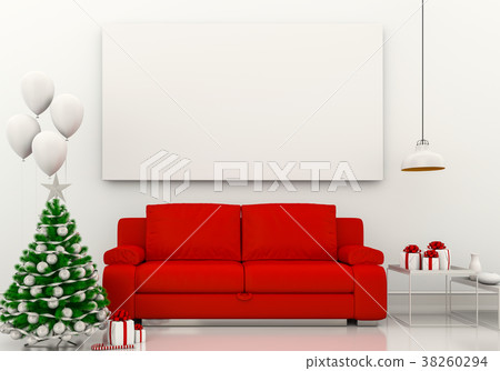 mock up poster frame Christmas interior room. 3d r mock up poster frame Christmas interior room. 3d r 38260294
