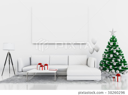mock up poster frame Christmas interior room. 3d r mock up poster frame Christmas interior room. 3d r 38260296