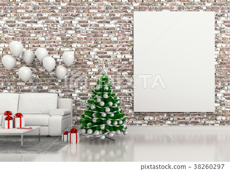 mock up poster frame Christmas interior room. 3d r 38260297