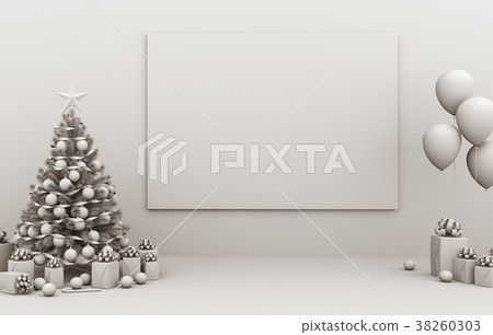 mock up poster frame Christmas interior room. 3d r 38260303