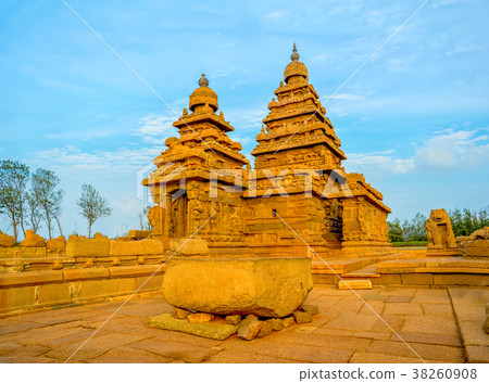 ancient monolithic famous Shore Temple Mahabalipu ancient monolithic famous Shore Temple Mahabalipu 38260908
