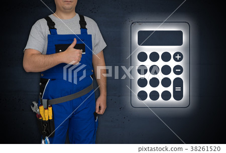 Calculator and craftsman with thumbs up 38261520