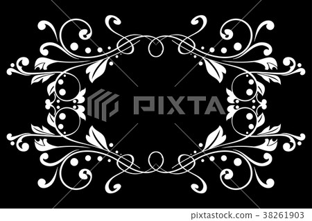 Floral ornament on black background. Vintage frame Floral ornament on black background. Vintage frame 38261903