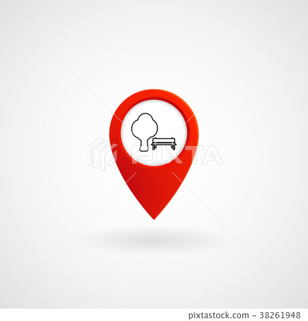 Red Location Icon for Park, Vector, Illustration Red Location Icon for Park, Vector, Illustration 38261948