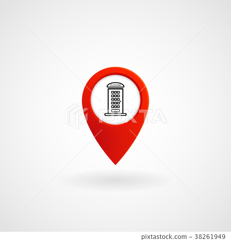 Red Location Icon for Phone Box, Vector Red Location Icon for Phone Box, Vector 38261949
