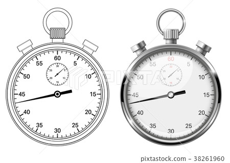 Stop watch. Flat drawing and 3d vector Stop watch. Flat drawing and 3d vector 38261960
