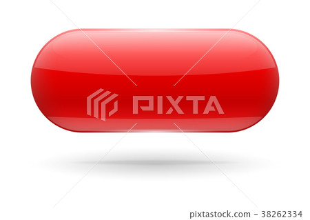 Red oval glass button. Vector 3d illustration 38262334