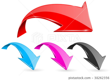 DOWN bent colored arrows. Web 3d shiny icons 38262356