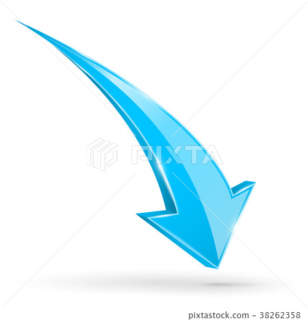 Blue DOWN arrow. Web 3d shiny icon - Stock Illustration [38262358] - PIXTA