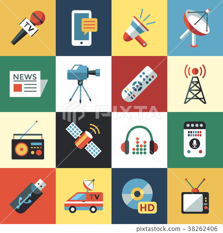 Digital mass media objects color simple flat Digital mass media objects color simple flat 38262406
