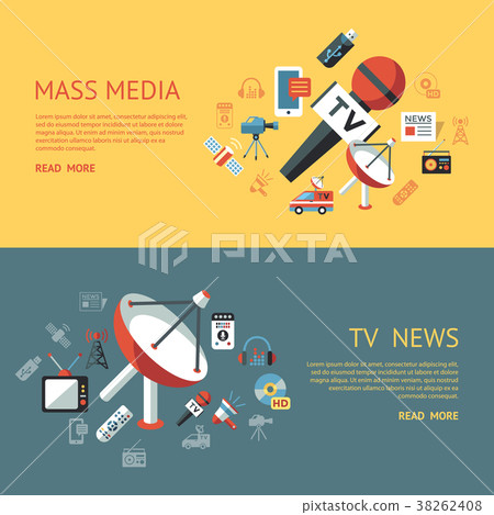 Digital mass media objects color simple flat 38262408