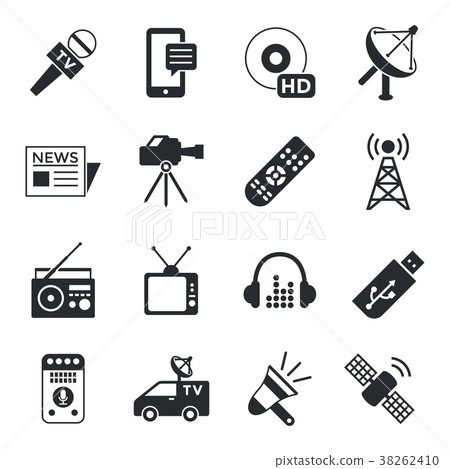 Digital mass media objects color simple flat 38262410