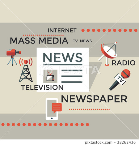 Digital mass media objects color simple flat Digital mass media objects color simple flat 38262436