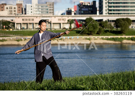 Male martial artist long gun male martial artist Male martial artist long gun male martial artist 38263119