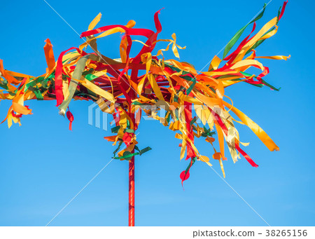 Festive Wooden Pole for Climb on Maslenitsa Festive Wooden Pole for Climb on Maslenitsa 38265156